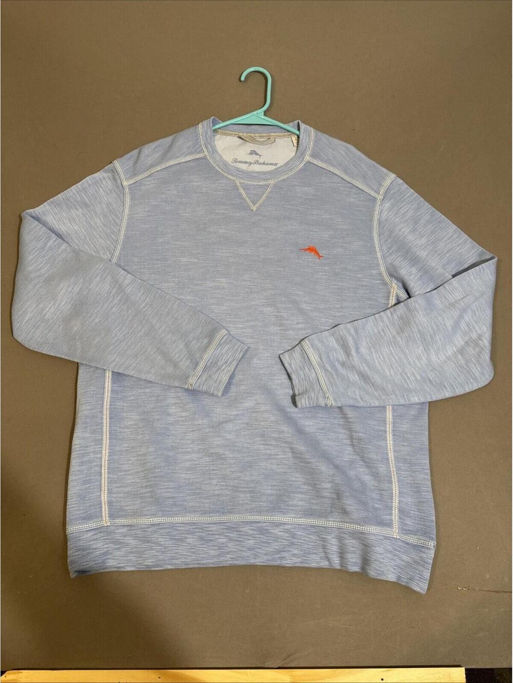Tommy Bahama Tobago Bay Pullover Sweater Mens Large Blue Crew Sweatshirt